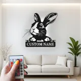 Insegna in metallo personalizzata con luce LED a forma di coniglio per amanti degli animali, regalo per asilo nido o decorazione per camera dei bambini