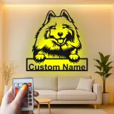 Insegna in metallo personalizzata con luce LED a forma di cane pastore Shetland regalo per amanti dei cani decorazione per soggiorno