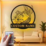 Arte Murale in Metallo Colibrì Personalizzata | Insegna con Fiore di Giglio Personalizzato con Luci LED | Regalo per Amanti della Natura per Decorazione Giardino e Patio
