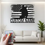 Personalized Sniper Metal Sign | LED American Flag Wall Art | Custom Military Decor for Veteran | Patriotic Man Cave Gift