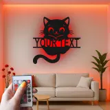 Décoration murale en métal personnalisée en forme de silhouette de chat avec rétroéclairage LED - Cadeau pour les amoureux des chats - Décor de chambre ou de salon 2