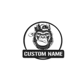 Decoración mural de metal LED con gorila | Cartel personalizado con nombre para sala de hombres | Decoración selvática y de fauna a medida para él