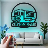 Insegna LED per food truck | Arte da parete in metallo su misura per ristoranti e cucine | Targa personalizzata con nome dello chef