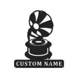 Personalisierte Vintage Phonograph LED Licht Metall-Wandkunst Geschenk für Musikliebhaber, Retro-Wohnzimmer-Dekor
