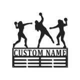 Insegna LED personalizzata con giocatrice di pallamano | Decorazione murale in metallo personalizzata | Regalo per squadra sportiva | Arredo palestra per atleta