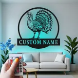 Insegna in metallo LED personalizzata con tacchino - Regalo di ringraziamento, decorazione per cucina o sala da pranzo