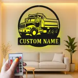Décoration murale en métal LED personnalisée en forme de camion benne pour passionnés de camions - Décoration de garage ou de coin homme