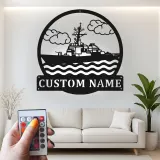 Arte in Metallo LED Personalizzata della Nave Cacciatorpediniere della Marina | Regalo Personalizzato per Marinai | Decorazioni per Veterani
