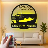 Custom Semi Truck Led Light Metal Wall Art Personalized Gift for Truckers Garage or Man Cave Decor 15