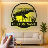 Individuelle Manatee Metall-Wandkunst | Personalisierte LED-Ozeanschild für Küstendekor | Nautisches Geschenk für das Meeresleben
