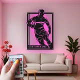 Custom Rugby Player Metal Sign | Personalized LED Wall Art | Sports Decor for Game Room | Gift for Athlete Coach