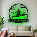 Custom Rowing Metal Sign with LED | Personalized Rower Wall Art | Crew Team Name Plaque for Boathouse | Athlete Gift