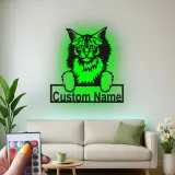 Décoration murale en métal personnalisée avec chat Maine Coon, rétroéclairage LED, cadeau pour amoureux des animaux, décoration de salon
