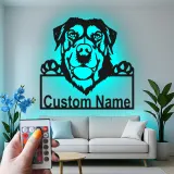 Cartel de metal personalizado con luz LED de Rottweiler, regalo para amantes de los perros, decoración para sala de estar
