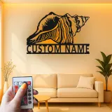 Insegna in metallo Conchiglia personalizzata con LED | Arte murale nautica personalizzata | Decorazione costiera per amanti dell'oceano