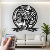 Arte in metallo LED Tigre Ruggente | Insegna personalizzata per Man Cave | Decorazione per sala giochi con nome personalizzato | Luce silhouette animale feroce