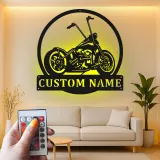 Personalisierte Chopper LED Metallschild | Personalisierte Motorrad Wandkunst | Biker Geschenk & Garagen Dekor
