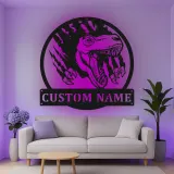 Décoration murale en métal personnalisée avec lumière LED en forme de dinosaure pour la chambre ou la salle de jeux des enfants 1