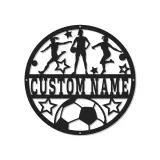 Insegna in metallo personalizzata con luce LED per calciatori, regalo personalizzato per appassionati di calcio, decorazione per sala giochi
