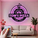 Personalisierte Backofen-Pizza-Schild | LED hinterleuchtete Metallkunst | Vintage Pizzeria Dekoration | Individuelles Geschenk für Köche | Restaurantbeschilderung