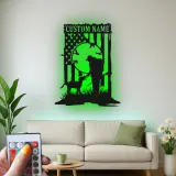 Insegna in metallo personalizzata con luce LED per cacciatori e cani, regalo personalizzato per amanti dell'outdoor, decorazione per man cave