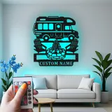Personalisierte LED-Beleuchtung Metall-Wandkunst für Wohnmobile – Geschenk für Camper und Outdoor-Abenteuer