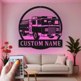 Cartel de camión de bomberos personalizado | Arte metálico LED para decoración de estación de bomberos | Regalo personalizado para bombero