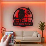 Insegna in metallo LED personalizzata per fattoria di mucche, regalo per allevatori, decorazione rustica per fattoria