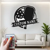 Personalized Pickleball LED Sign | Custom Name Metal Wall Art | Game Room Decor for Player | Sports Club Light