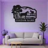Insegna per Ranch di Cavalli Personalizzata con LED | Arte in Metallo Personalizzata | Decorazione Equestre per Regalo da Fattoria