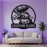Letrero de metal personalizado con alce y LED | Arte mural personalizado de fauna salvaje | Decoración rústica para cabaña y refugio