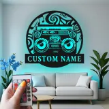 Custom Boombox Led Light Metal Wall Art Personalized Music Lover Gift Retro Decor for Music Room