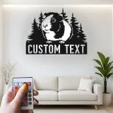 Insegna LED personalizzata con porcellino d’India | Arte murale in metallo personalizzata | Regalo per amanti degli animali per cameretta e nursery | Targa con nome dell’animale