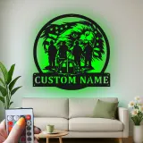 Regalo personalizzato per vigile del fuoco | Decorazione murale LED in metallo con aquila | Insegna con nome su misura per casa e ufficio
