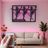 Personalisierte LED-Metall-Wandkunst mit Tänzer-Trio – Geschenk für Tanzliebhaber, Studio- oder Schlafzimmerdeko