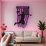 Décoration murale en métal personnalisée avec éclairage LED pour joueur de basketball - Cadeau sportif pour athlètes
