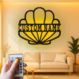 Personalisierte Muschel-Metallschild mit LED | Personalisierte maritime Wandkunst | Dekoration für Strandhäuser & Küstengeschäfte