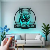 Cartel LED de cerdo personalizado | Arte mural de animal de granja personalizado | Decoración de granero y cocina retroiluminada | Regalo para agricultor