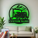 Custom Mountain Crane Truck Led Light Metal Wall Art Personalized Gift for Construction Enthusiasts Garage Decor
