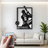 Décoration murale en métal personnalisée joueur de baseball avec rétroéclairage LED