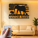 Décoration murale en métal personnalisée Elephant Family avec rétroéclairage, cadeau personnalisé pour les amoureux de la faune