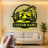 Personalized Horse Ranch Sign | LED Metal Wall Art | Custom Equestrian Decor for Barn & Farmhouse | Horse Lover Gift