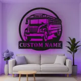 Cartel de metal LED personalizado de autobús escolar, regalo para conductores de autobús, decoración para aula u oficina