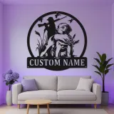 Custom Hunting Dog LED Metal Wall Art | Personalized Labrador Retriever Sign | Hunter Gift for Man Cave Decor | Duck Hunting Silhouette
