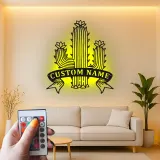 Insegna in metallo personalizzata con cactus e luce LED, regalo per amanti delle piante, decorazione per la casa in stile sud-ovest
