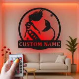 Arte mural de sirena personalizada | Letrero LED de metal a medida para habitación de niña | Decoración náutica mística con nombre