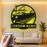 Panneau en métal de cargo personnalisé | Décor nautique en acier rétroéclairé | Art mural de bureau maritime | Cadeau personnalisé pour lui