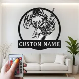 Insegna in metallo LED personalizzata con aquila e fucile - Regalo patriottico per veterani, decorazione per man cave o militare