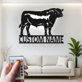 Cartel de metal LED personalizado de toro, regalo para ranchero, decoración de granja para amantes del ganado