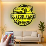 Custom Sports Car Led Light Metal Wall Art Personalized Garage Gift for Him Man Cave Car Enthusiast Decor